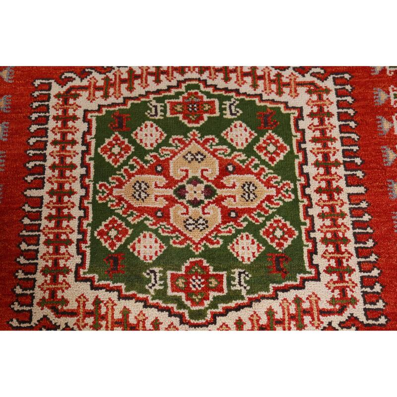 Hand Knotted Oriental 100% Wool Carpet Traditional Geometric Red Viss Area Rug - 9' 0'' X 6' 0''