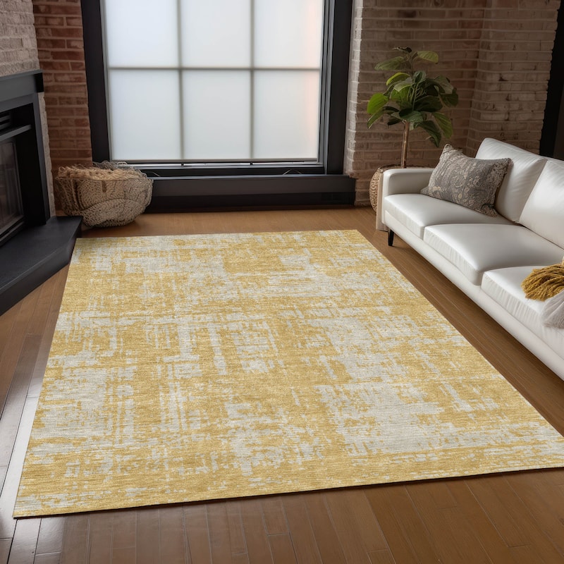 Machine Washable Indoor/ Outdoor Chantille Abstract Solid Rug