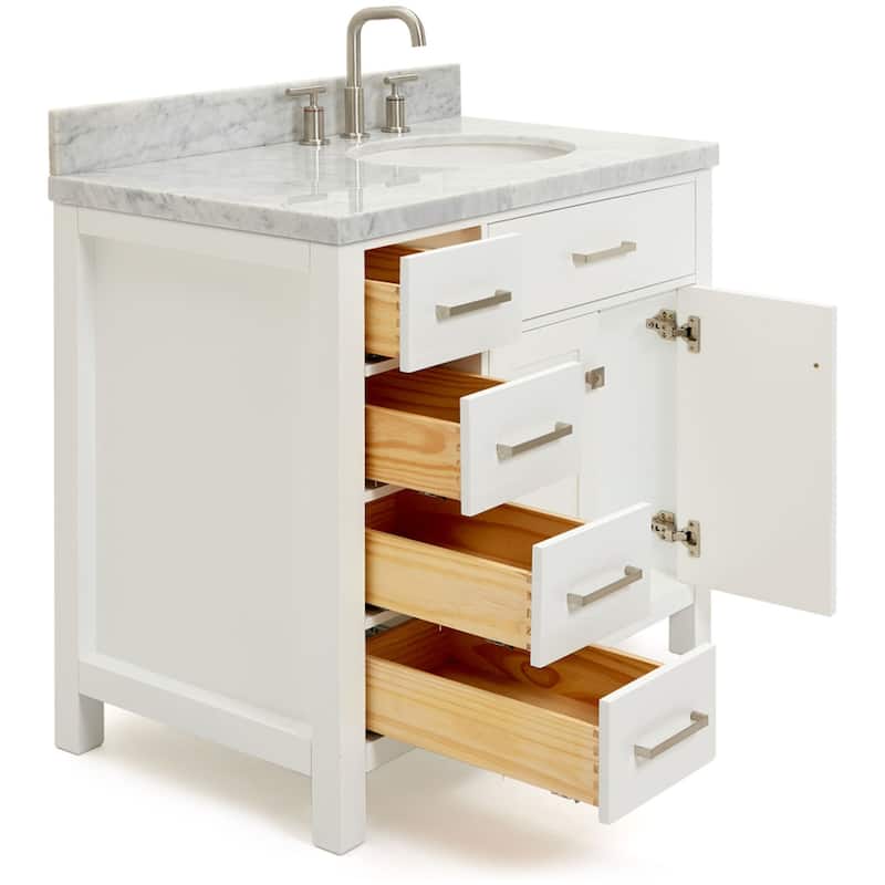 Ariel H037SRCWRVO Bristol 36" Thick Carrara Marble Vanity Top