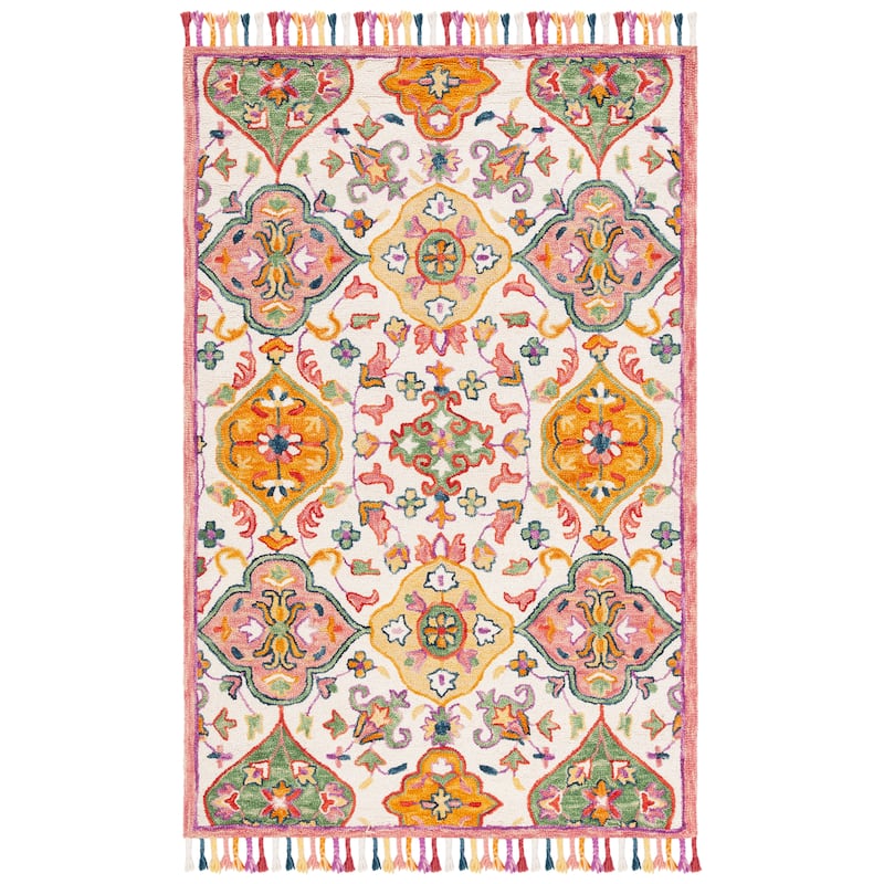 SAFAVIEH Handmade Blossom Amke Modern Floral Wool Rug - 6' x 9' - Ivory/Multi