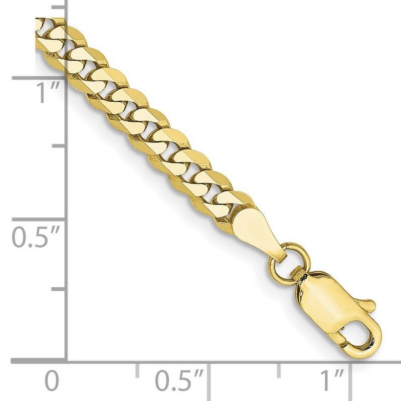 Curata 10k Yellow Gold 3.9mm Flat Beveled Curb Chain Bracelet
