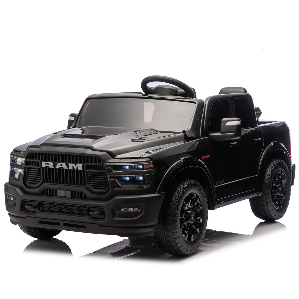 2-Seater Ride-On Truck Black Kids Electric Truck with Music