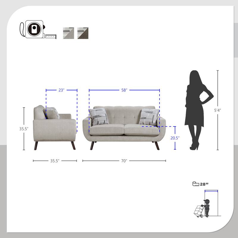 Celosia 3-Piece Microfiber Living Room Sofa Set