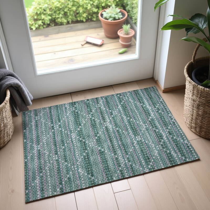 Premium Washable Super Soft Trellis Ombre Mayfield Rug - Teal - 1'8" x 2'6"