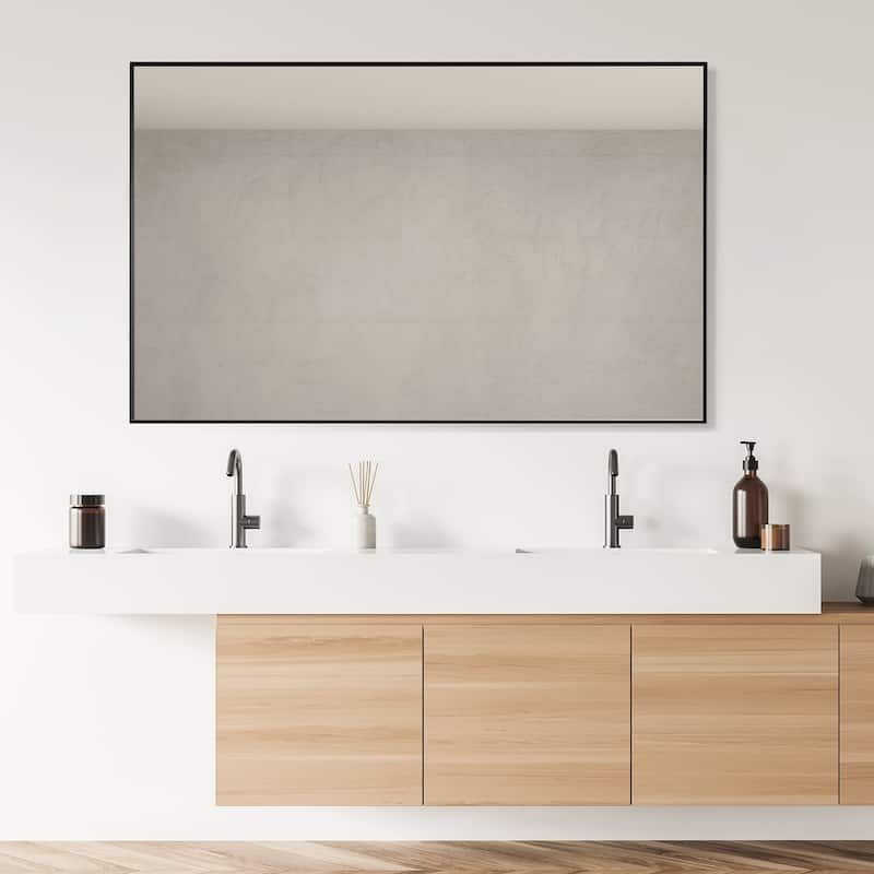 Altair Sassi Bathroom/Vanity Aluminum Framed Wall Mirror - 48 in. - Black