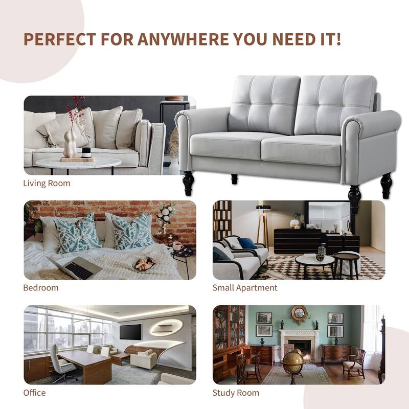 60.6 Inches Loveseat Sofa, Comfy Couches for Small Spaces