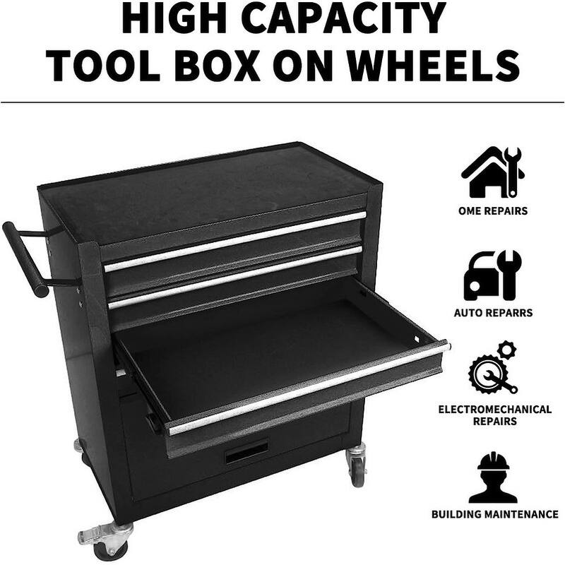 4-Drawer Rolling Tool Cart Storage Tool Box Cabinet Locked Organizer