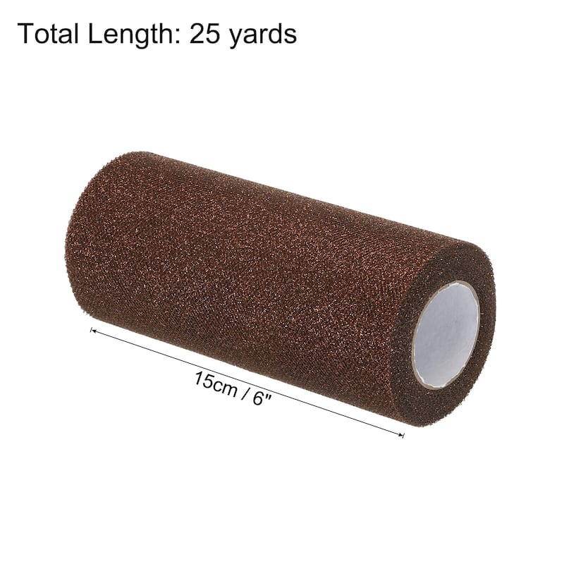 6" Sequin Tulle Ribbon Rolls Glitter Sparkly Netting Fabric for Gift - Coffee - 25 Yards