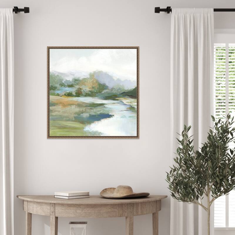 Gentle Hills and Flowing Stream by PI Studio Framed Canvas Wall Art Print