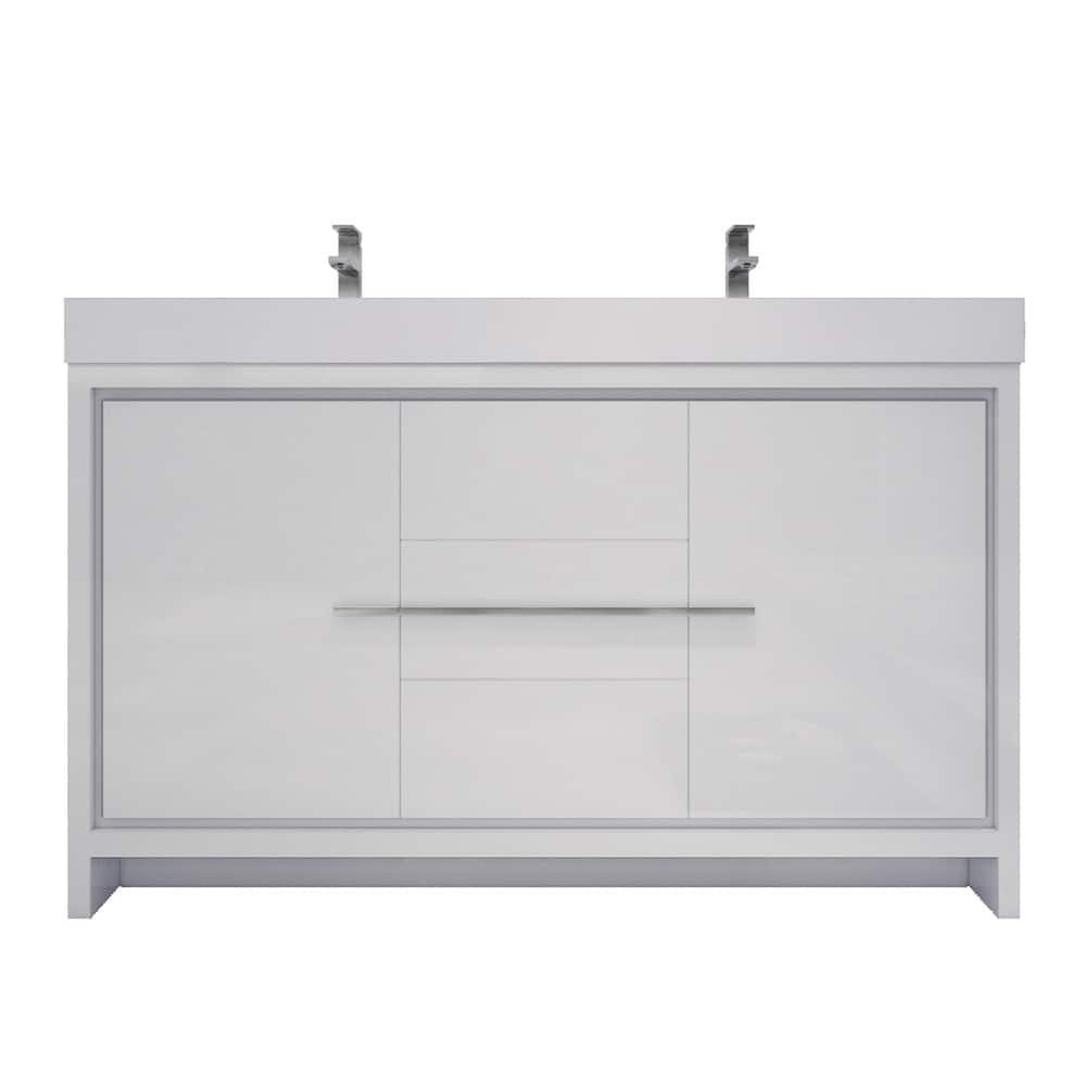 Dove 60'' Freestanding Vanity with Double Reinforced Acrylic Sink