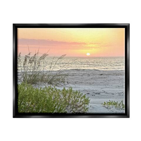 Stupell Industries Ocean Shore Reeds Sunset Horizon Floating Framed Canvas Wall Art, Design by Mary Lou Photography