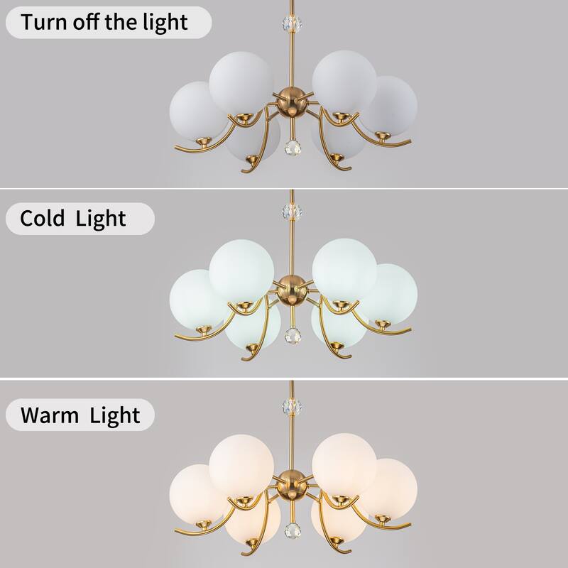 Starsky 6-Light 27inch Modern Sputnik Ceiling Light Glass Globe Bubble Chandelier