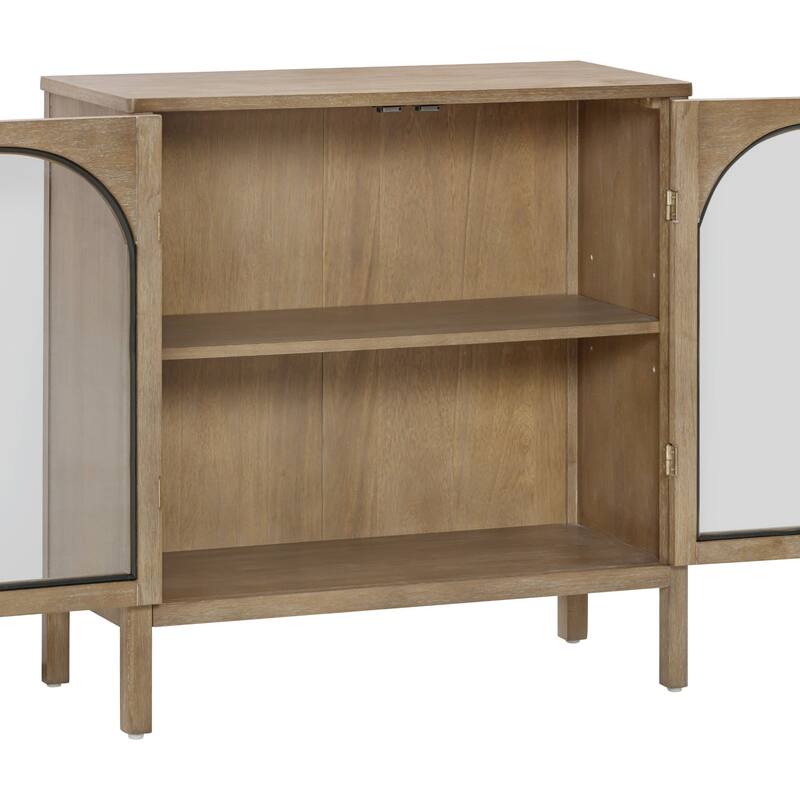 Nathan James Mason Sideboard Buffet with Glass Doors and Adjustable Shelves