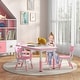 preview thumbnail 11 of 15, Qaba Kids Table and Chair Set with 4 Chairs, Adjustable Height, Easy to Clean Table Surface, for 1.5 - 5 Years Old