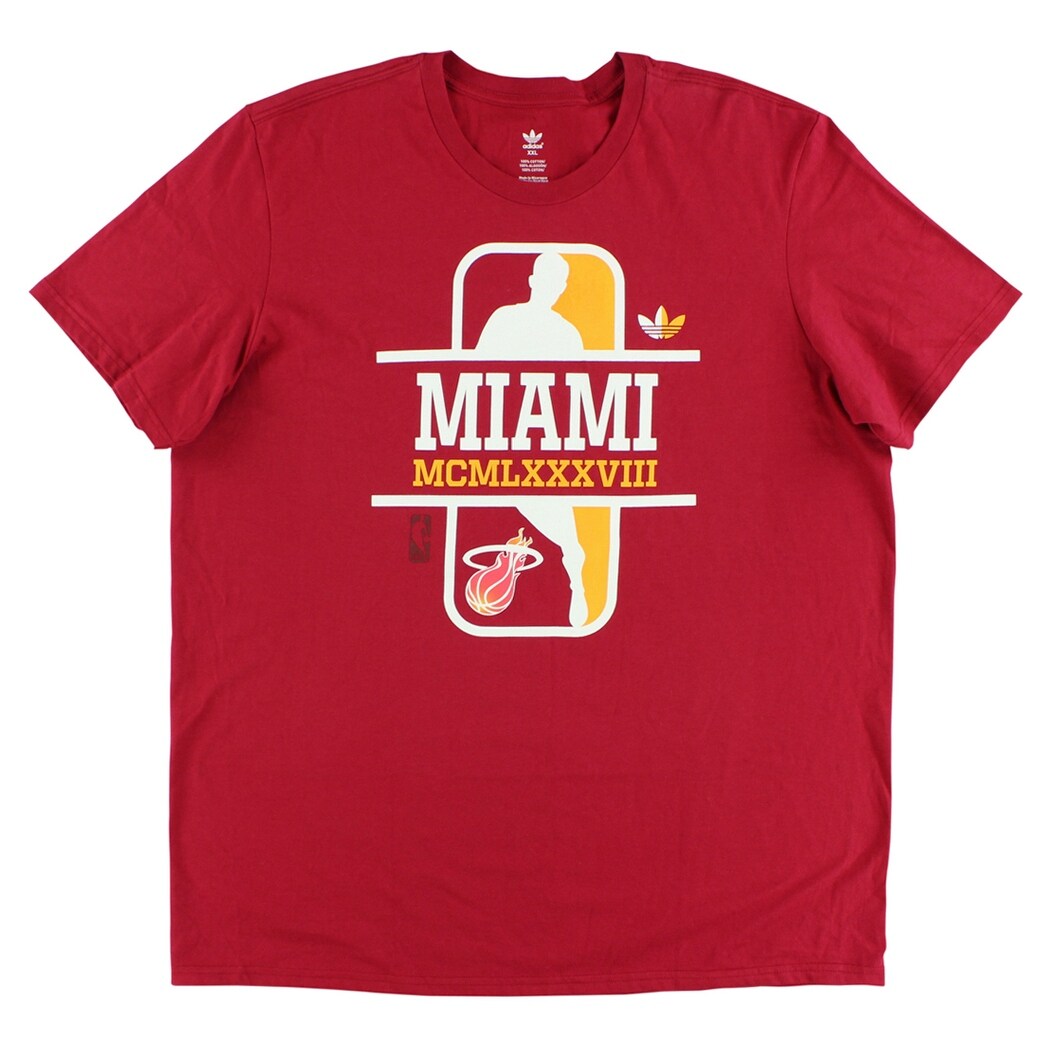 Shop Adidas Mens Originals Miami Heat Nba Dribbler T Shirt Red Red White Yellow M Overstock 28288196
