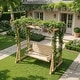preview thumbnail 3 of 10, Solid Cedar Wood Pergola Swing, 2-Person Outdoor Wooden Swing Bench with Frame, Heavy Duty Patio Arbor Swing