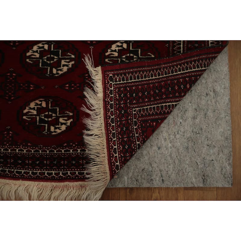 Hand Knotted Oriental 100% Wool Carpet Traditional Tribal Red Bokhara Area Rug - 3' 9'' X 3' 3''