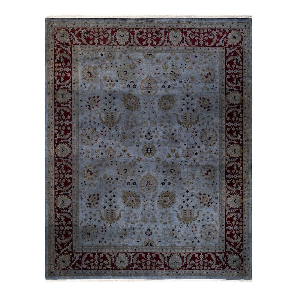 Overton Hand Knotted Wool Vintage Inspired Modern Contemporary Overdyed Gray Area Rug - 8' 3" x 10' 4"