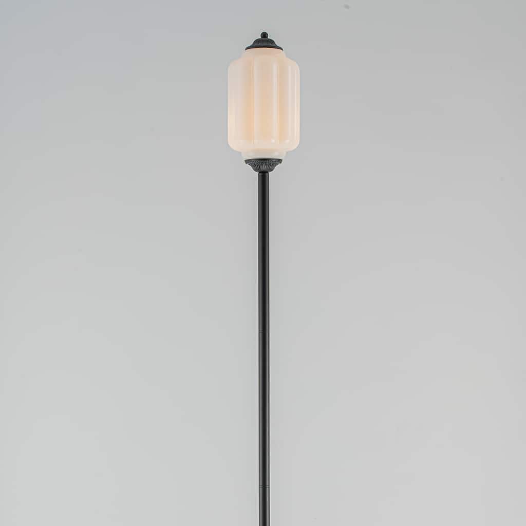 Rennnsan 1-Light Farmhouse Matte Black Opal Glass Floor Lamp, with Foot Switch for Living Room - 9.8 in. W x 63 in.H
