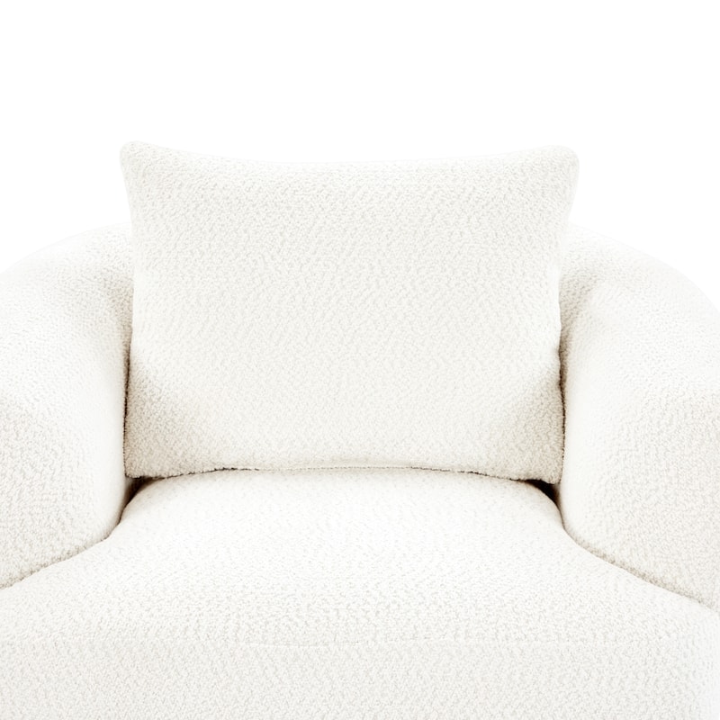 Roomfitters 360° Chenille Upholstered Swivel Barrel Chair Accent Sofa with Throw Pillow for Living Room Bedroom Office Hotel