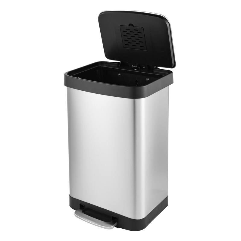 Innovaze 14.5 Gal./55 Liter Rectangle Step-On Stainless Steel Trash Can for Kitchen