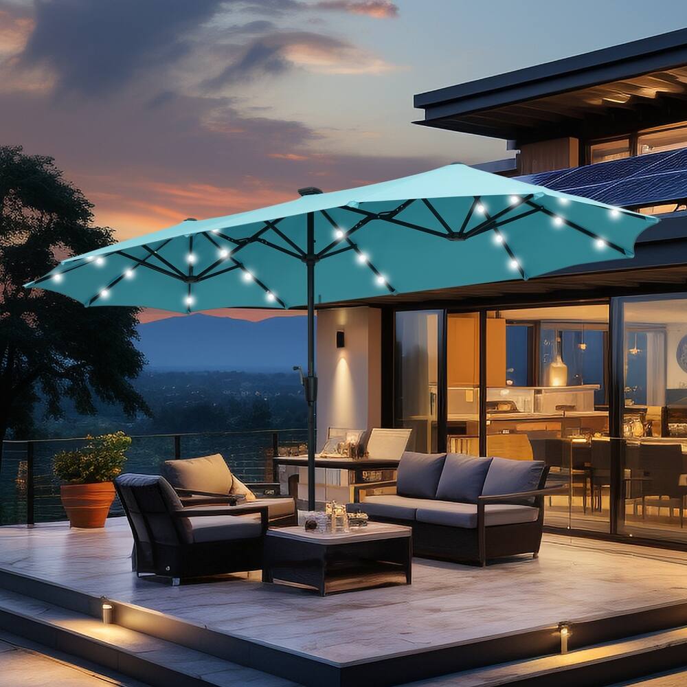 Autlaycil 13ft Extra Large Patio Umbrella with Solar Lights(Without Base)