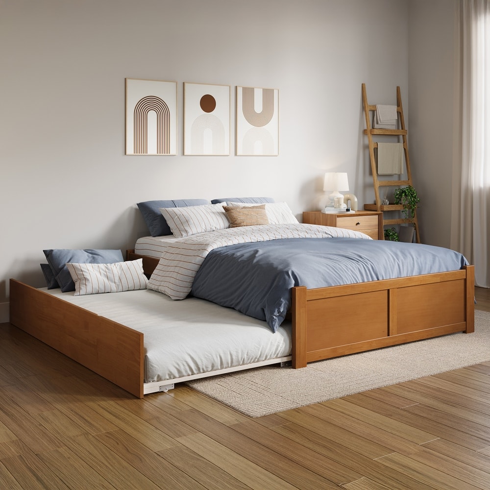 Concord Platform Bed with Footboard and Twin Trundle Bed