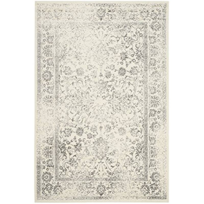 X-Large Area Rug 11x15 Ivory Silver Oriental Distressed Non-Shedding Living Room Rug - 180 x 132