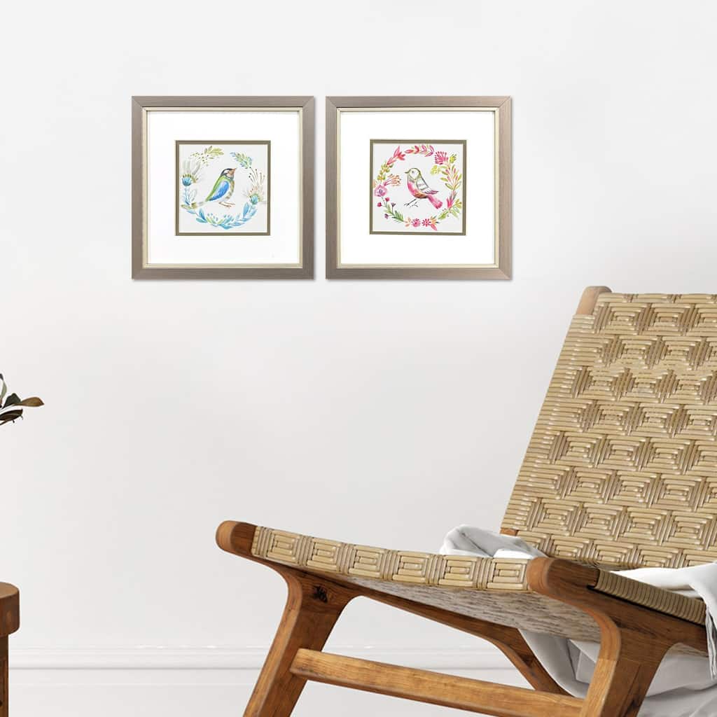 Paragon Blue Bird Red Bird Framed Art - Set of 2