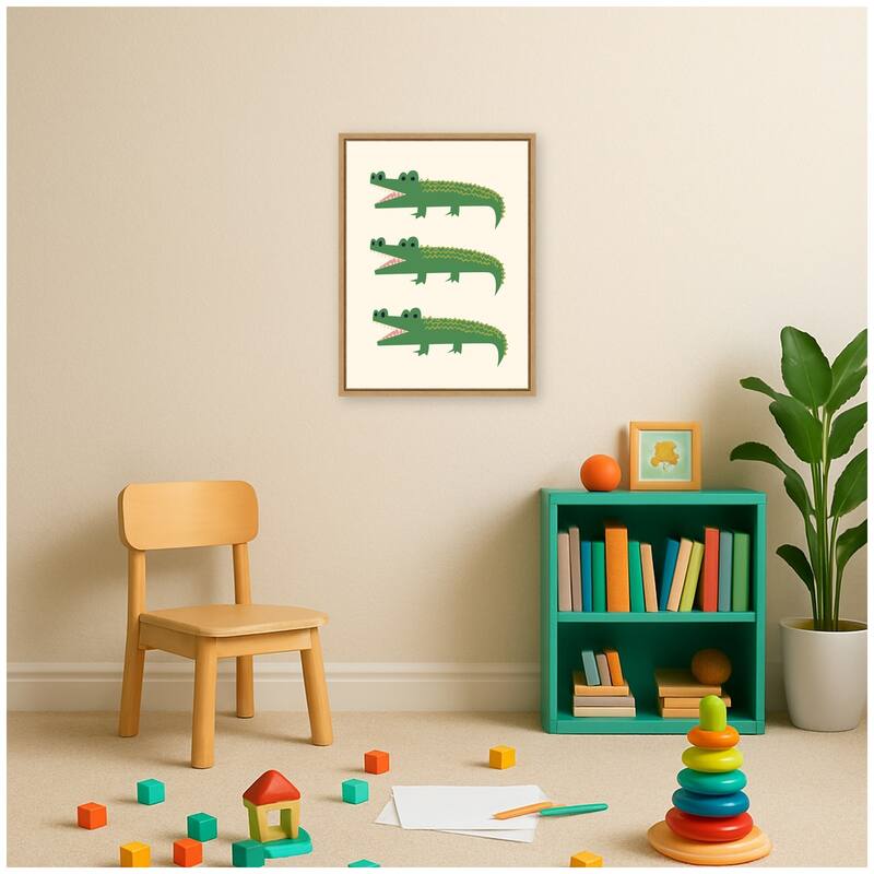 Kate and Laurel Alligator by Laura Moss Framed Canvas Wall Art Print