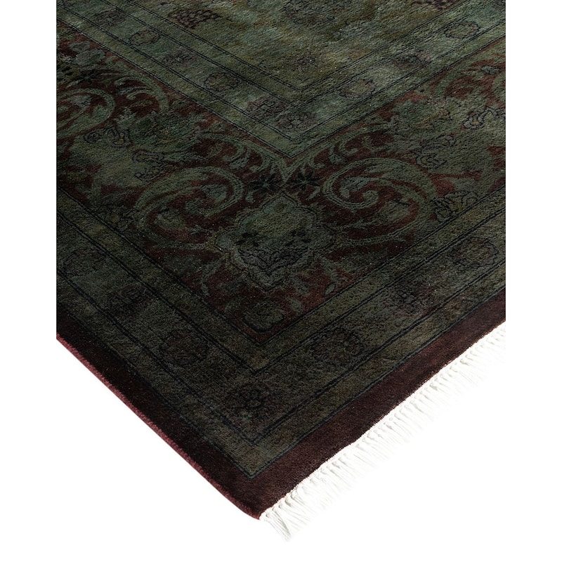 Overton Hand Knotted Wool Vintage Inspired Modern Contemporary Overdyed Gray Area Rug - 9' 3" x 12' 0"