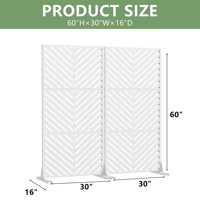 Outdoor Privacy Screen with Stand for Patio Garden Metal Fence Set of 2