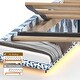 preview thumbnail 9 of 7, Queen Floating Upholstered Bed Frame with LED Lights, Charging Station, Storage Headboard, No Box Spring Needed, Blue Geometry