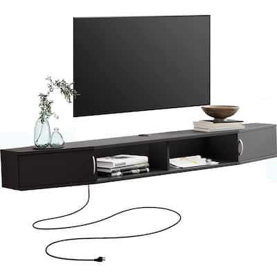 FITUEYES Floating TV Stand With Charging Station, Entertainment Center Under TV,Media Console Table - 70''
