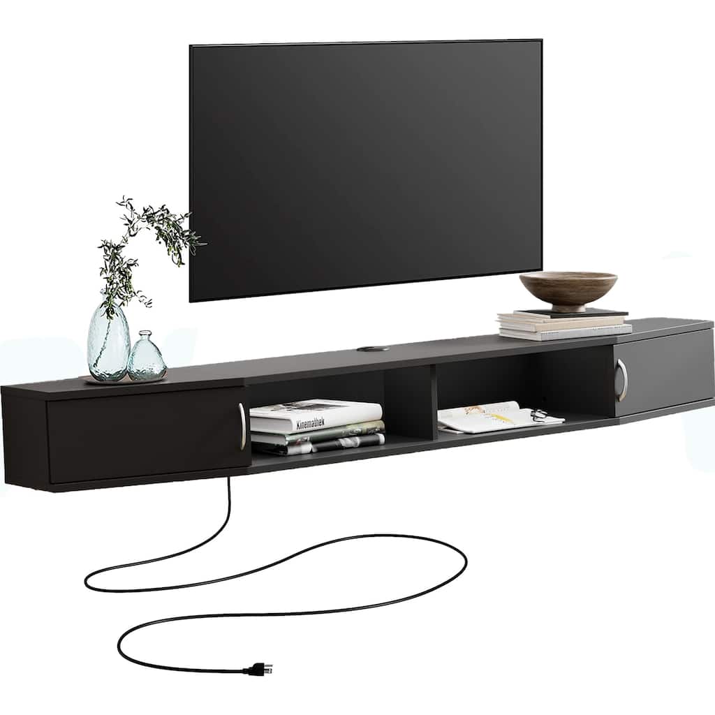 FITUEYES Floating TV Stand With Charging Station, Entertainment Center Under TV,Media Console Table - 70''
