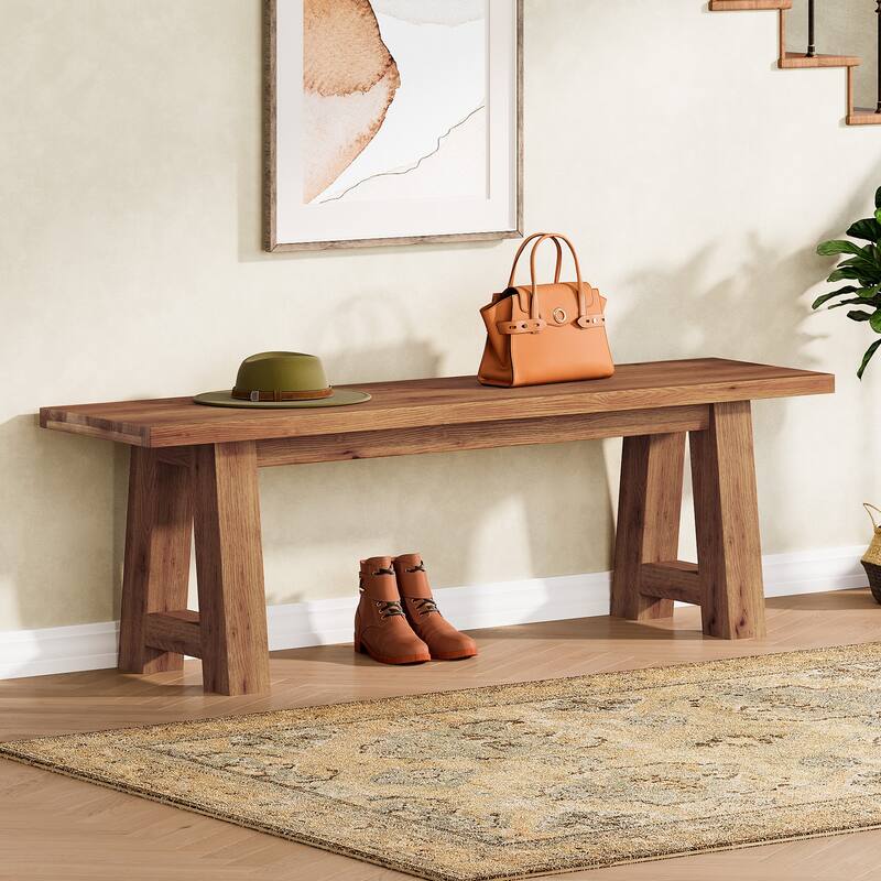55" Farmhouse Long Bench for Entryway, Dining Room, Hallway