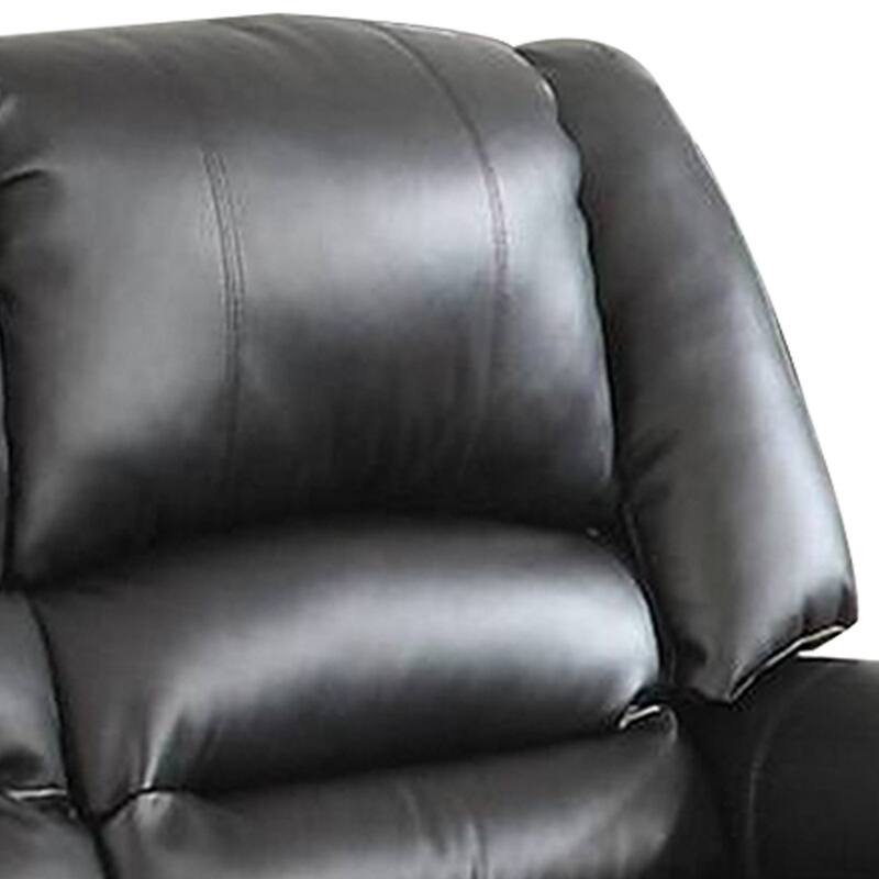Nailhead Trim Leatherette Power Sofa, Black