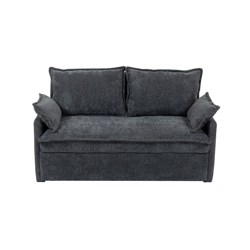 2-in-1 Pull-Out Sofa Bed, Couch Loveseat with Side Storage Pockets, Convertible Sleeper Sofa with USB Charging