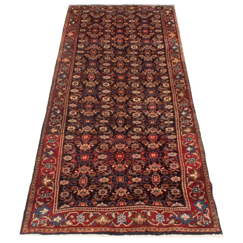 ECARPETGALLERY Hand-knotted Andelz Navy Wool Rug - 3'10 x 10'11