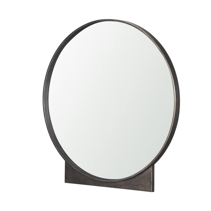 Tillie Round Gunmetal w/ Textured Metal Frame Wall Mirror - 36.0L x 1.8W x 37.5H