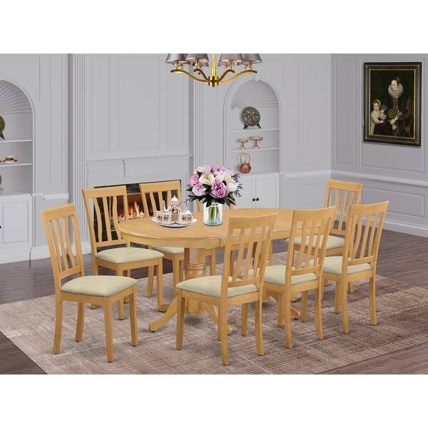 Shop Vaan9 Oak 9 Piece Dining Table Set Kitchen Dinette Table And 8 Kitchen Dining Chairs Oak Overstock 14366647