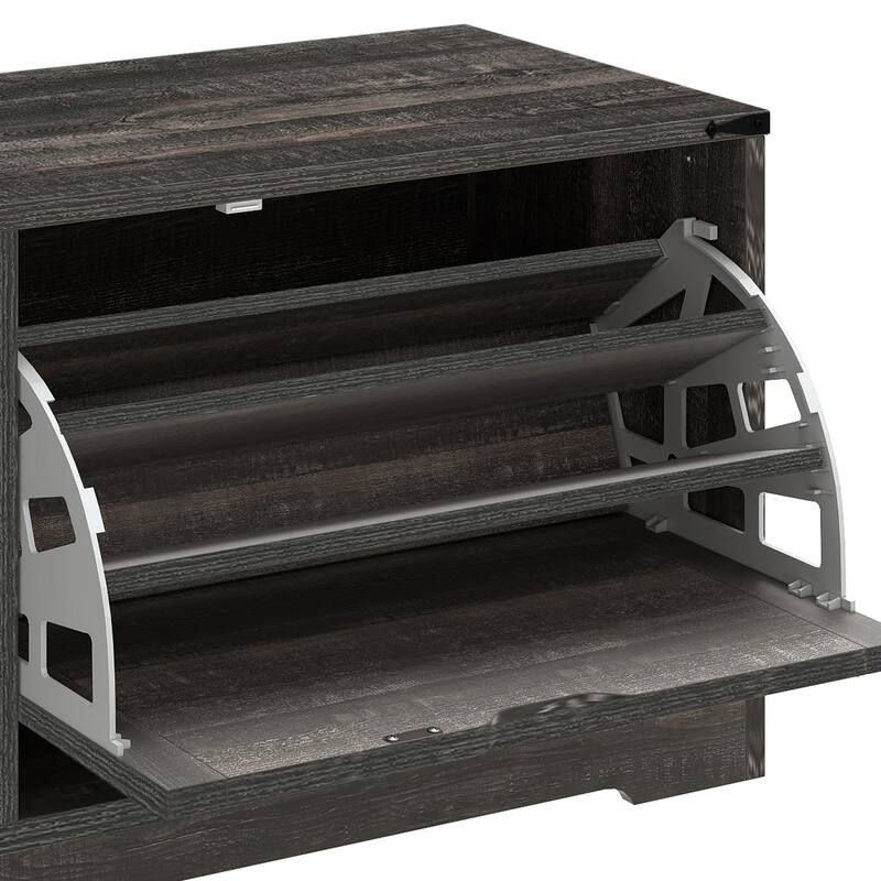 Moasis Farmhouse Shoe Storage Bench and Shoe Cabinet with Flip Drawer & Flip-Top Storage