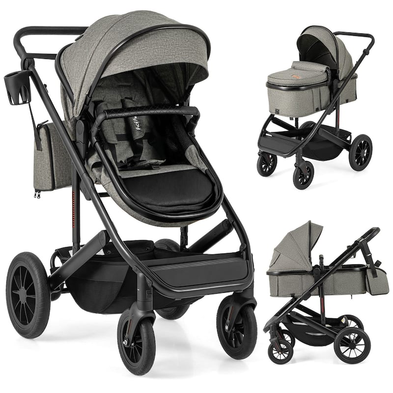 Aluminum 3-in-1 Kids Stroller with Reversible Seat, Bassinet & Adjustable Handle - 38" L x 23" W x 41" H