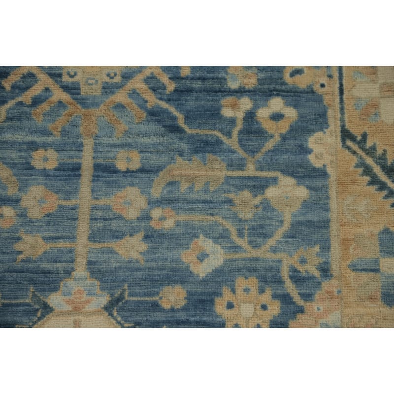 Hand Knotted Oriental 100% Wool Carpet Traditional All-Over Navy Blue & Blues Ziegler Runner Rug - 16' 2'' X 2' 11''