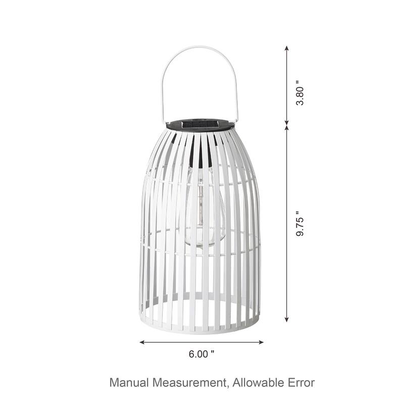 Glitzhome 9.75"H Set of 2 Stripes Solar Powered Outdoor Hanging Lantern