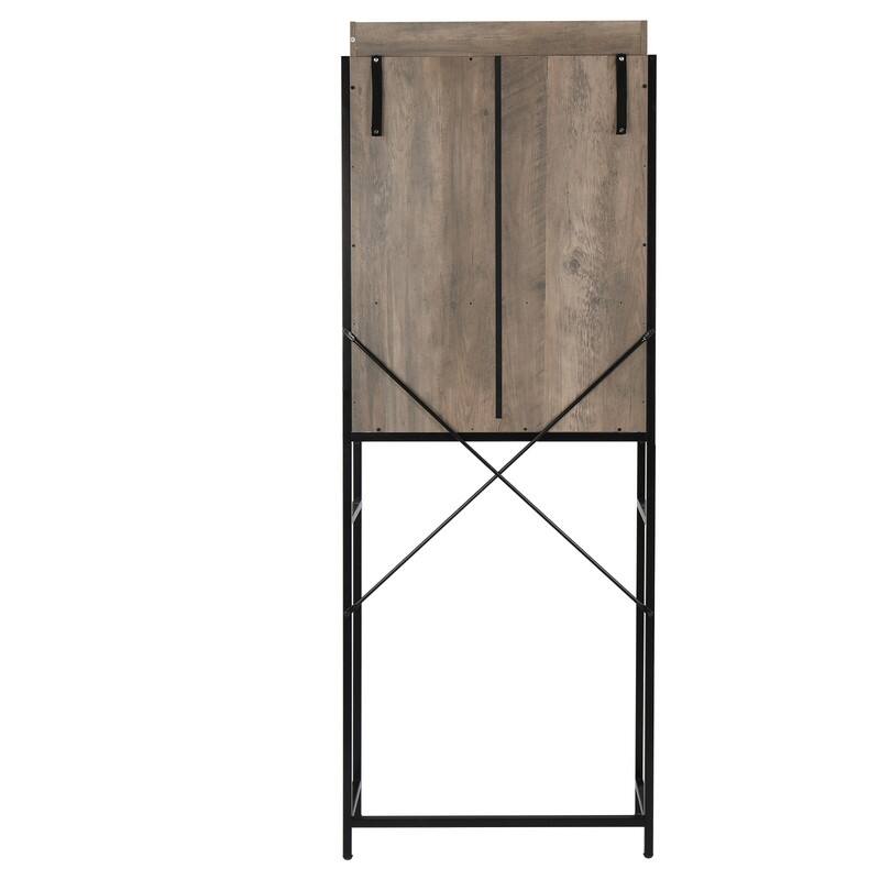 MDF With Triamine Iron Frame Sliding Door Three-Layer Rack Bathroom Cabinet