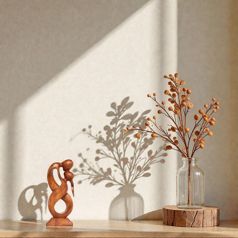 12" Wooden Handmade Abstract Sculpture Statue Handcrafted "Always Yours" Gift Art Home Decor Figurine Accent Artwork Hand Carved