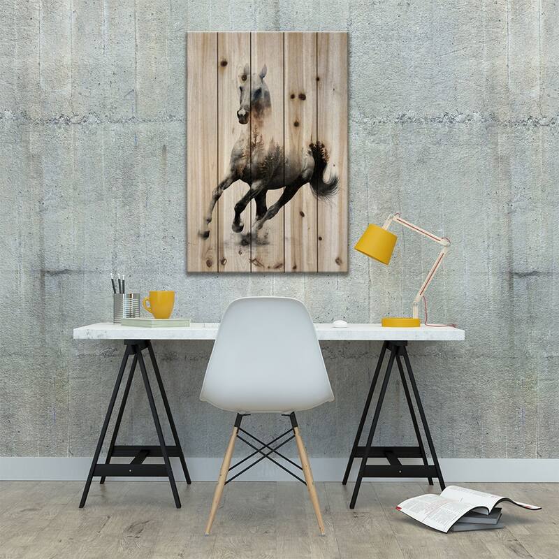 Horse IV Print On Wood by Andreas Lie - Multi-Color