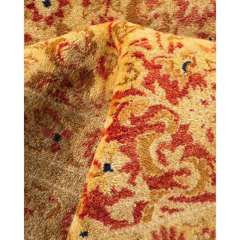 Overton Handknotted Wool Traditional Oriental Orange Area Rug - 8' x 10'