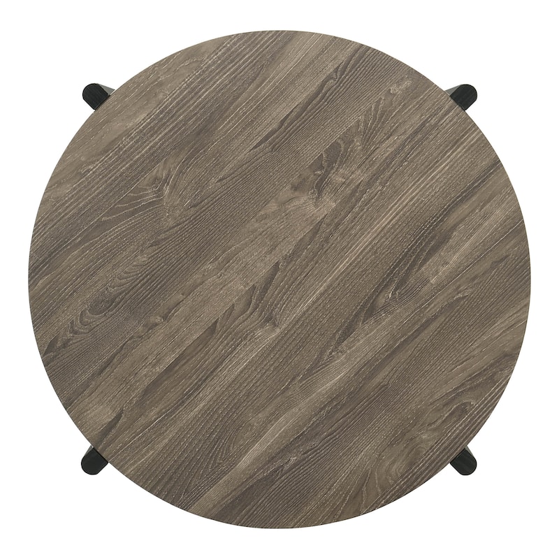 Furniture of America Rovion Round Wood Coffee Table with Open Bottom Shelf
